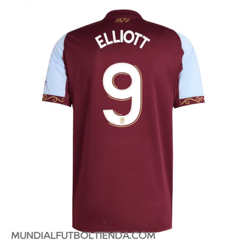 Camiseta Aston Villa Harvey Elliott #9 Primera Equipación Replica 2025-26 mangas cortas